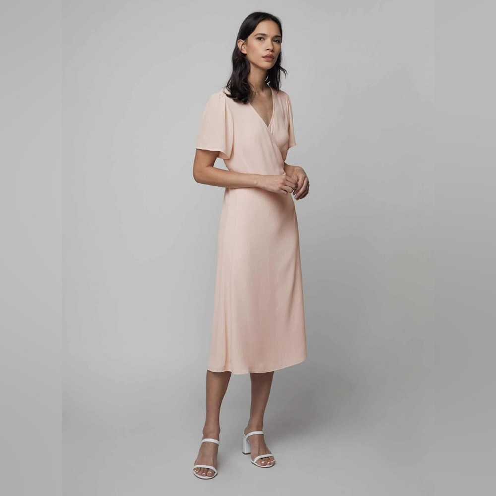OAK + FORT Blush Pink Midi Wrap Dress